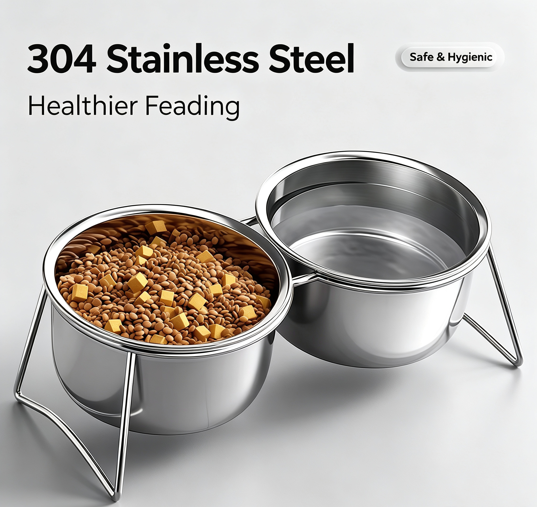 Twin bowls made of non-metallic steel