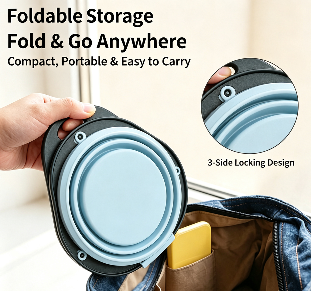 Collapsible Silicone Dual Pet Travel Bowl