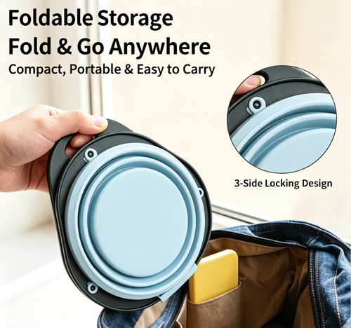 Collapsible Silicone Dual Pet Travel Bowl